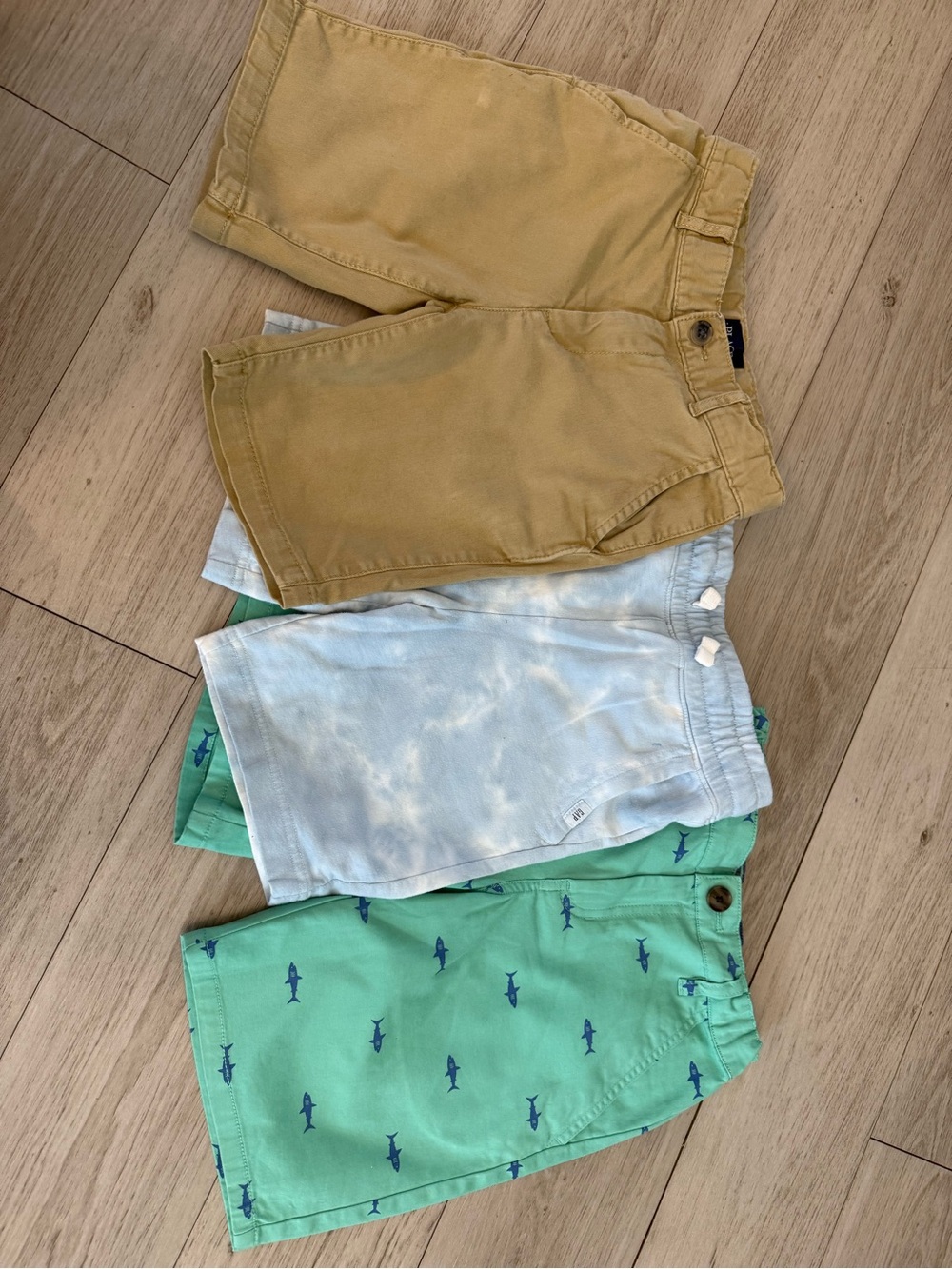 3 pack boys shorts Boys Shorts in khaki , Light Blue, and Sea Green